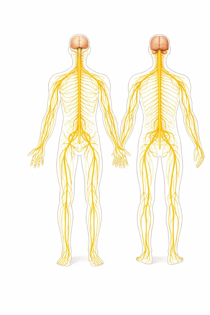 Human nervous system diagram used to explain nerve pain treatment and neuropathy symptoms