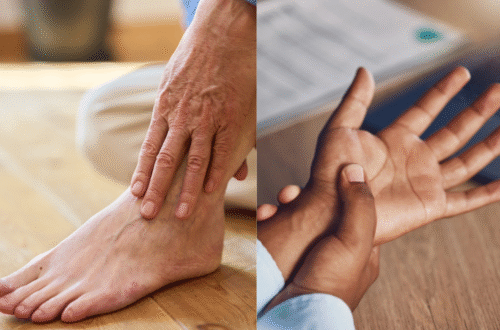 Person holding foot in pain, illustrating symptoms that lead people to search for nerve pain treatment